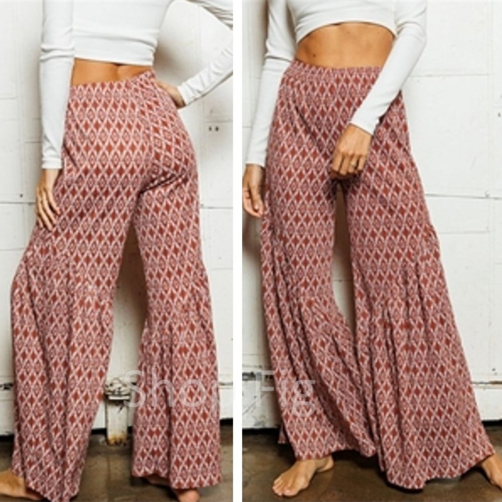 New Wide Leg Flare Hippie Harem Band Pants / Jogger Casual Jeans Bohemian - Picture 2 of 8